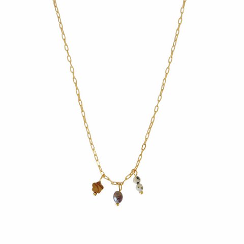 Halskette aus Jaspis und braunem Labradorit – Gold
