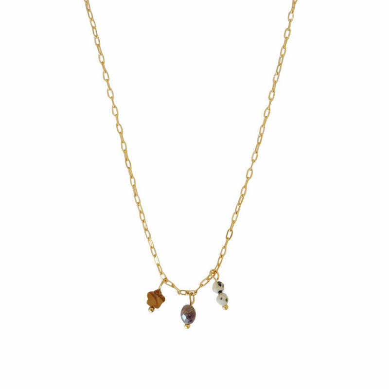 Collana con diaspro e labradorite marrone - Oro