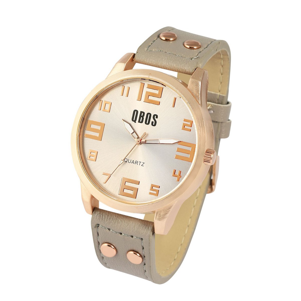 Zegarek unisex QBOS z paskiem z imitacji skóry