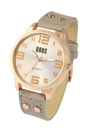 Zegarek unisex QBOS z paskiem z imitacji skóry