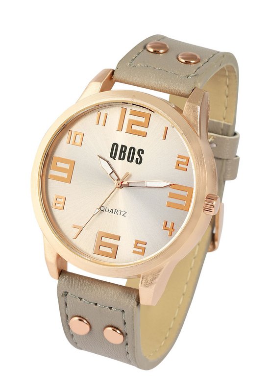 Zegarek unisex QBOS z paskiem z imitacji skóry