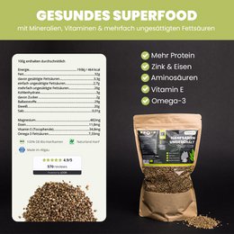 SANUUS Allgäu organic hemp seeds unpeeled from roasted hemp seeds 750g