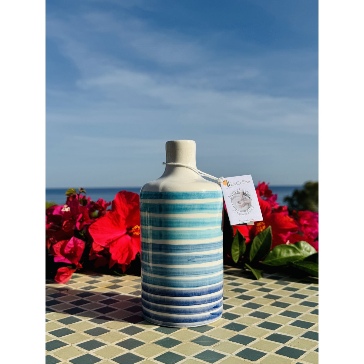 Ręcznie robiona butelka olejowa dawców oleju z dzbanem ceramiczna butelka „linee” dla oliwy z oliwek i octu około 250/500 ml