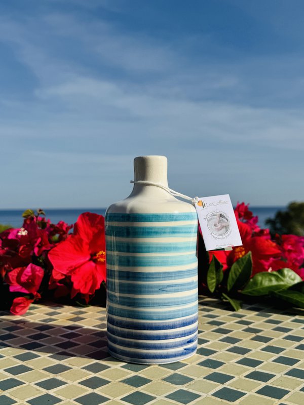 Håndlavet olieflaske med olie donorer olie jug keramisk flaske "linee" til olivenolie & eddike omkring 250/500 ml