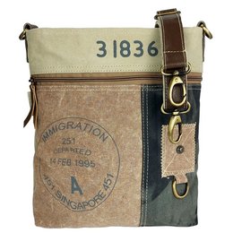 Bolso bandolera de mujer Sunsa. Bolso cruzado con muchos compartimentos. Bolso bandolera de estilo retro vintage. Bandolera Lona & Piel.…