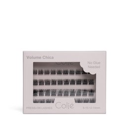Black volumetric press-on lashes, multiple styles, full lash set, dramatic volume effect.