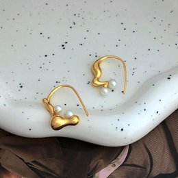 Asymmetrical Molten Pearl Earrings