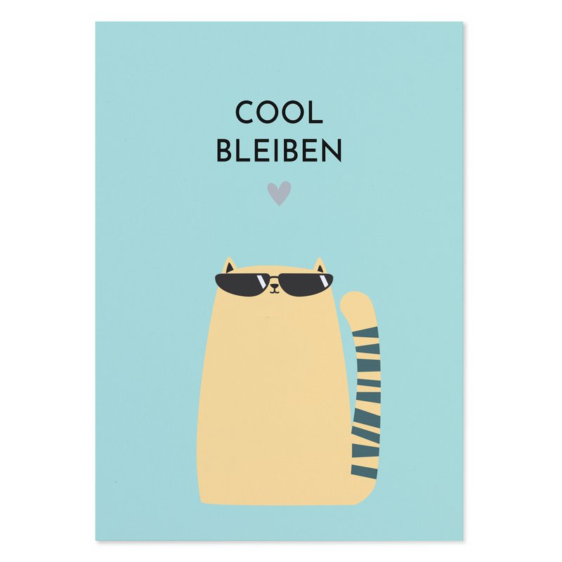 Postkarte mit Spruch „Cool bleiben“ Karte mit Katze
