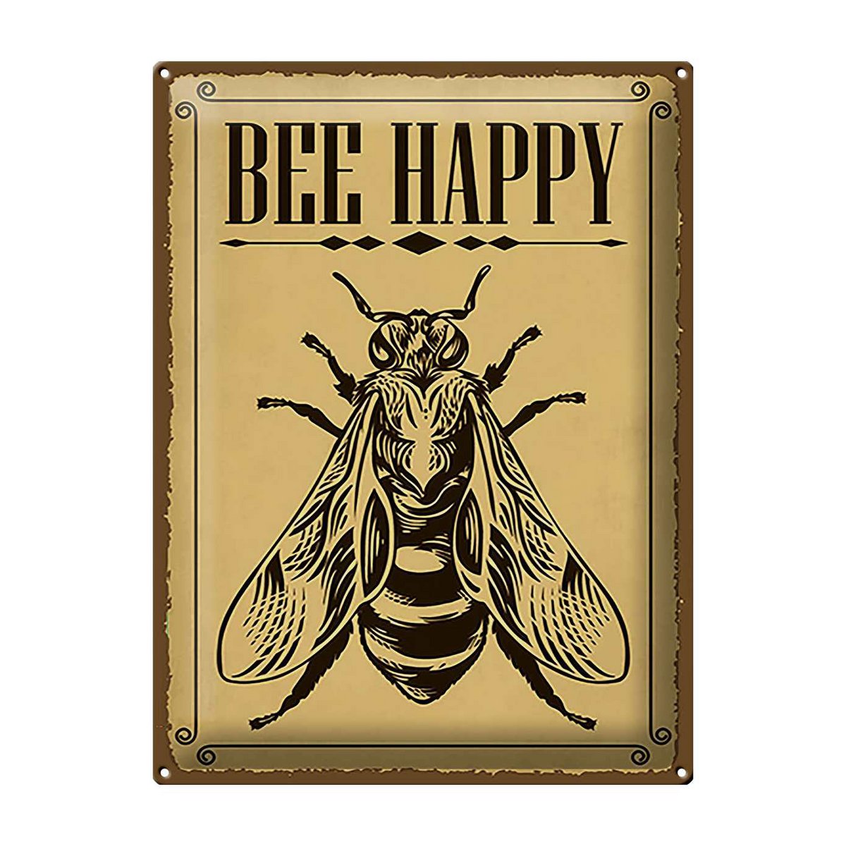 Tin sign note 30x40cm Bee happy bee honey beekeeping