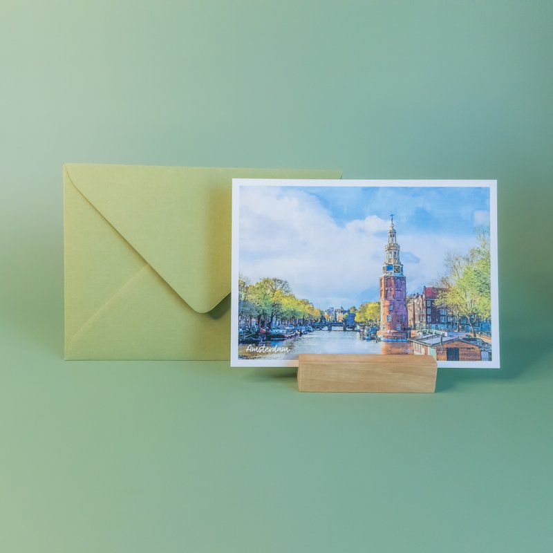 Amsterdam Munttoren, Netherlands  - A6 Postcard with Envelope