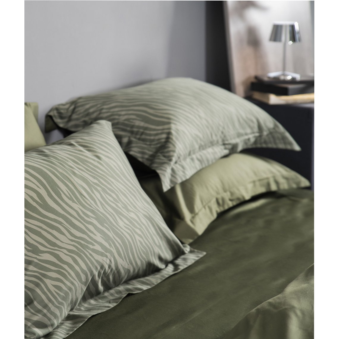 Satijnen beddengoedset Zebra Moss/Forest