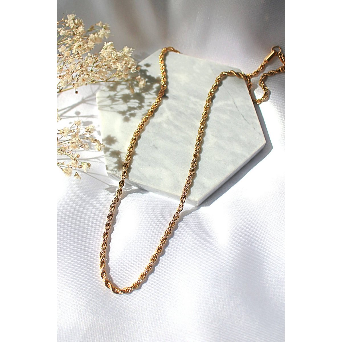 24K Twisted Rope Chain Necklace