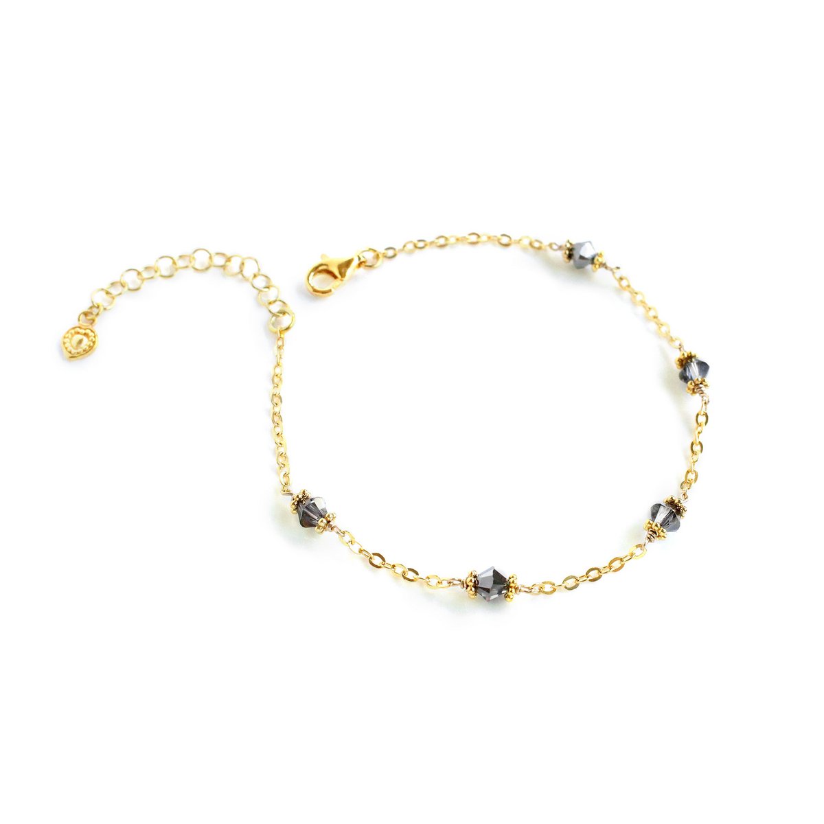 18K gold plated bracelet with "Black Silver Night" crystals