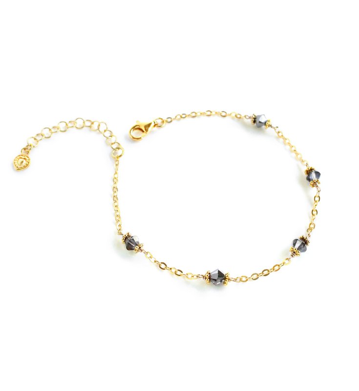 18K gold plated bracelet with "Black Silver Night" crystals