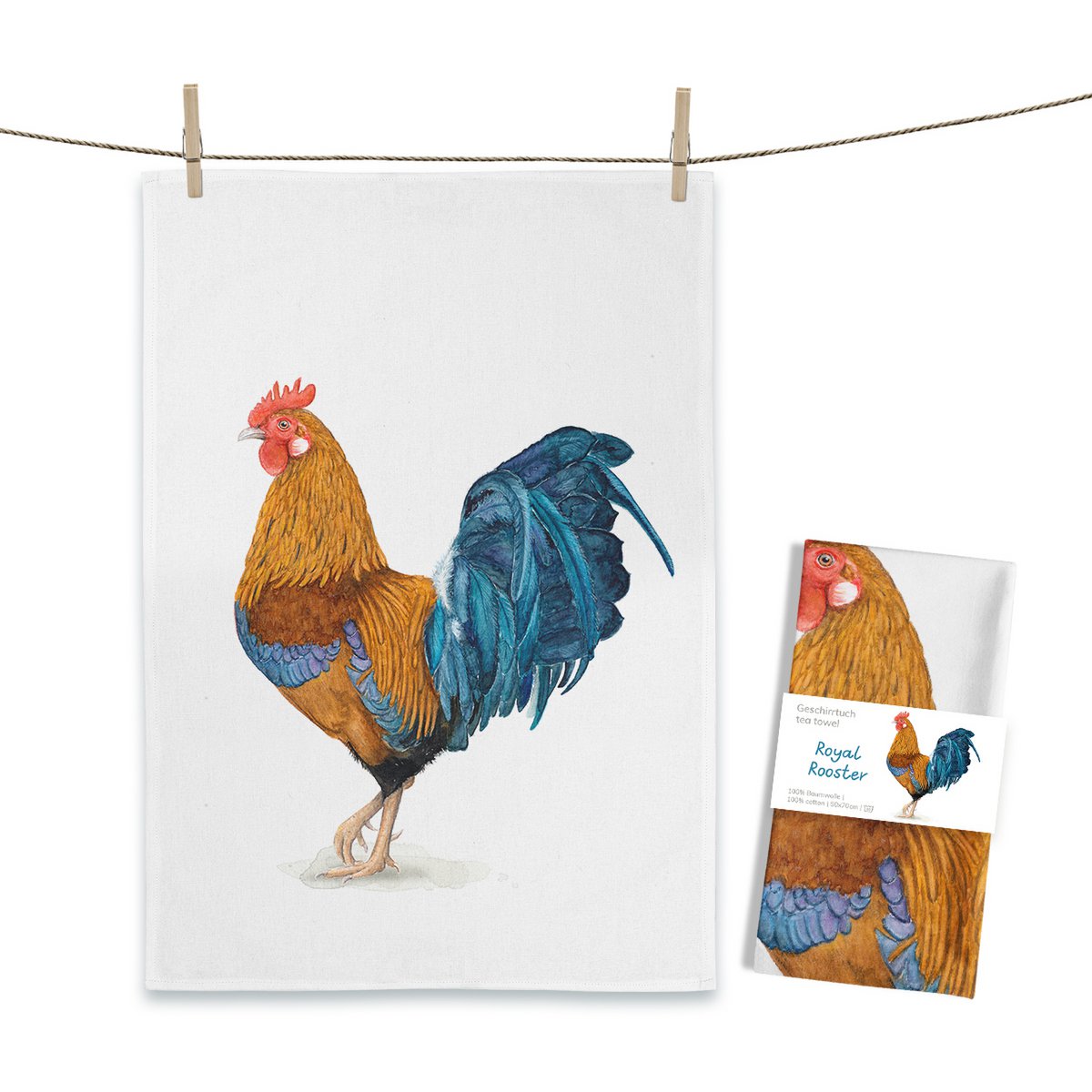 Royal Rooster tea towel