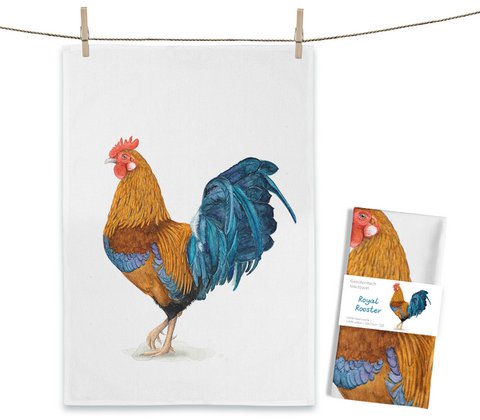 Royal Rooster tea towel