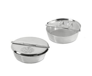 EDZARD folding ashtray ashtray Herald, with coat of arms, heavy silver plated, diameter 10 cm