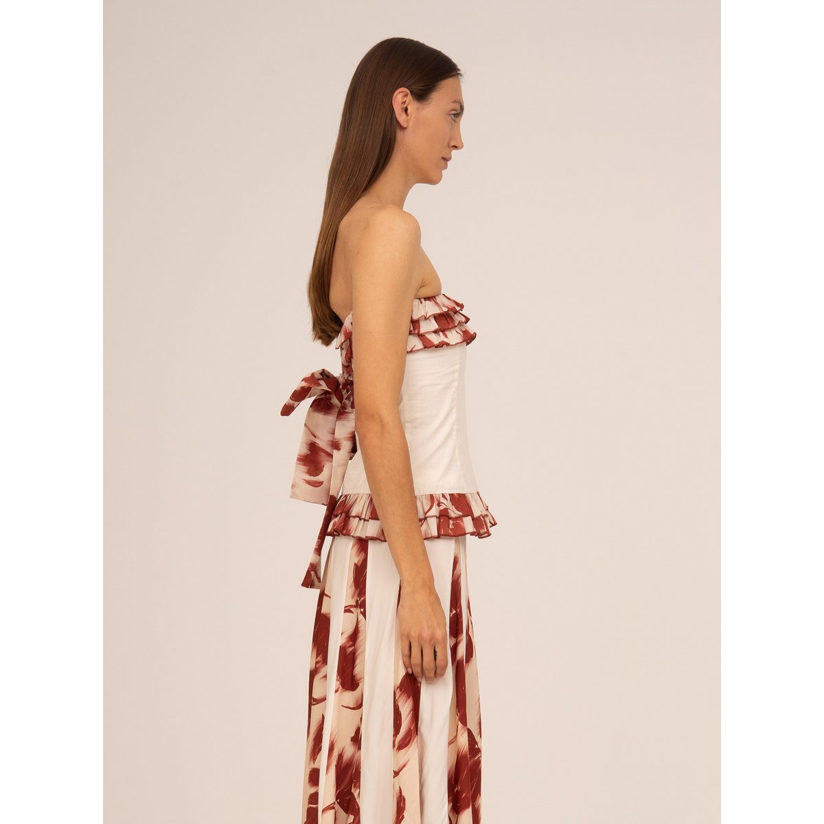 Top rosso con stampa floreale Noctis
