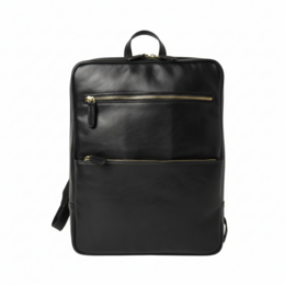 Leather backpack with backside troller strap- Brown