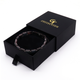 Roter Tigerauge für Männer, schwarzes Onyx Flat Perlenarmband