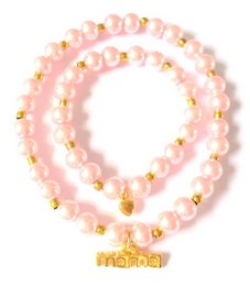 Bracelet maman & bébé fille Perles roses Or