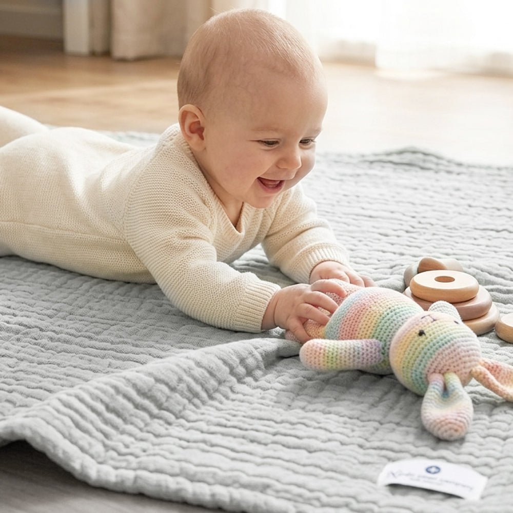 Grey 4 in 1 Muslin Baby Blanket Large