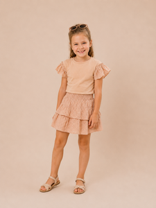 Funkle T-Shirt Warm Taupe – Mit Broderie-Details – Hochwertige Kindermode
