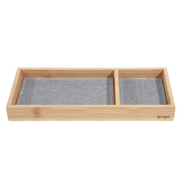 Pennenbak EYE STYLE bamboe 245x109x25mm met l.grijs- zwarte inlay