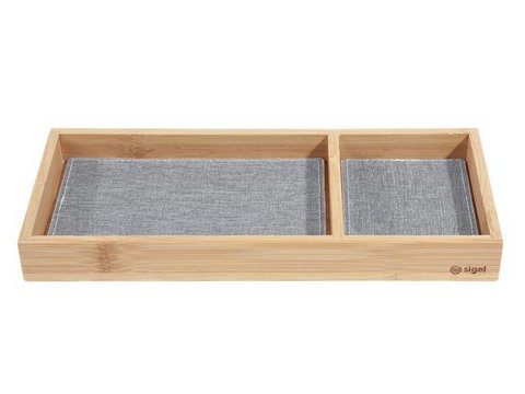 Pen box EYE STYLE bamboo 245x109x25mm with l.gray-black inlay