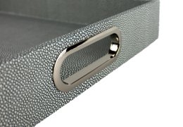 Comprimé rectangulaire avec poignées en acier inoxydable rayons en cuir bleu