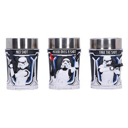  Set of 3 Stormtrooper shot glasses featuring the iconic Star Wars character design. The glasses have a sleek, metallic finish and are perfect for serving shots or other beverages.