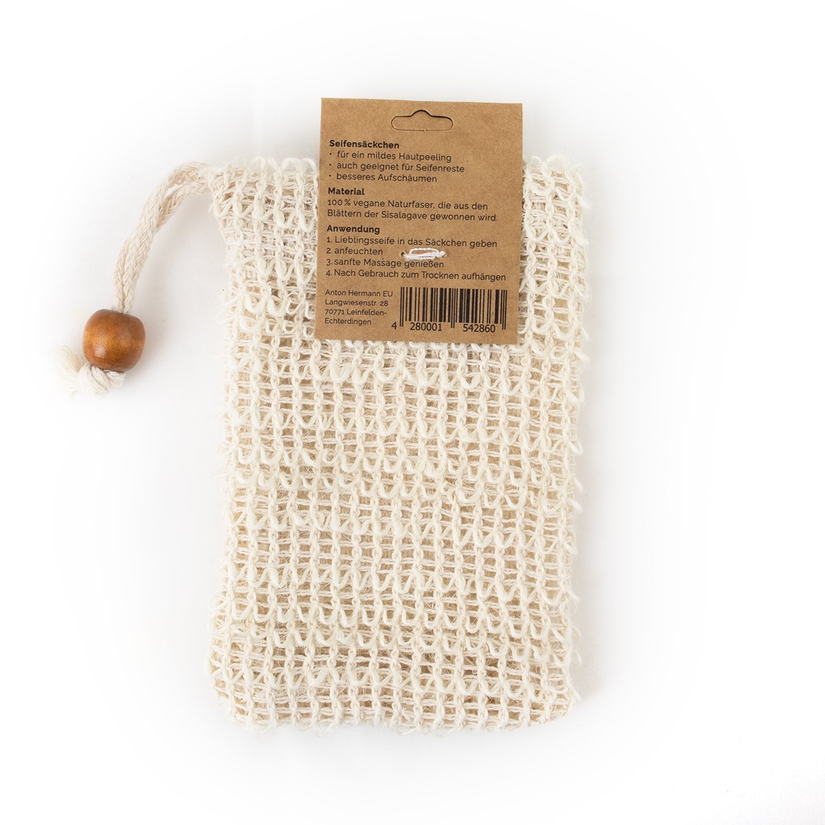 Sachet de savon en sisal - corde en bois - gommage et rangement
