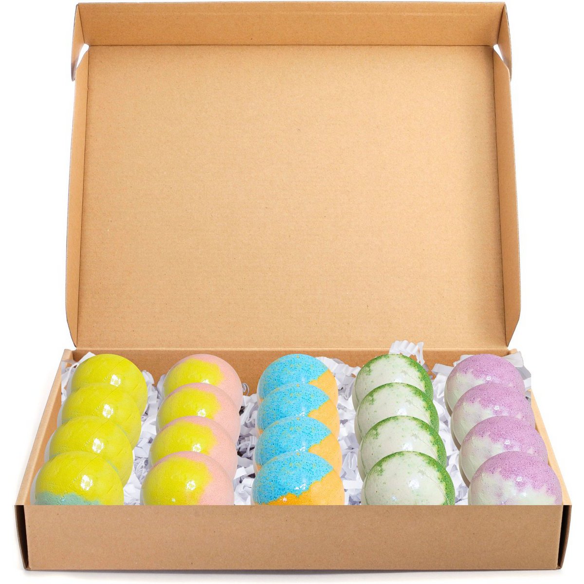 Bombe da bagno - Set da 20 pezzi - 5 profumi diversi - Rose, Gelsomino, Lavanda, Zenzero e Tea tree