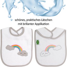Bib rainbow, white, 24 x 24