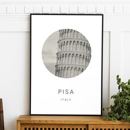 Pisa, Italia - Decorazione minimalista di arte della parete del turismo di viaggio