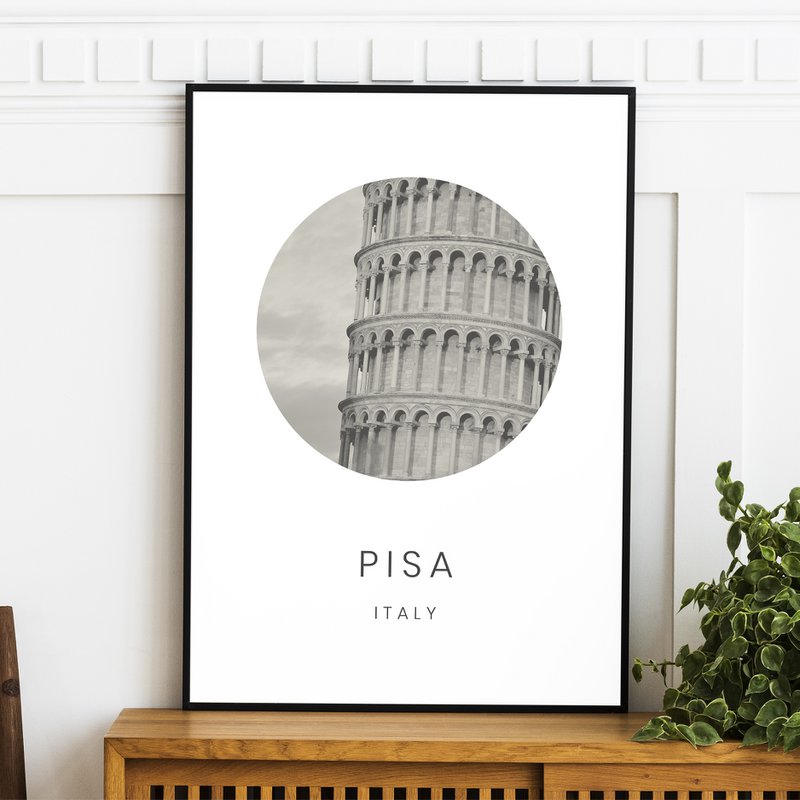 Pisa, Italy - Minimalist Travel Tourism Wall Art Decor