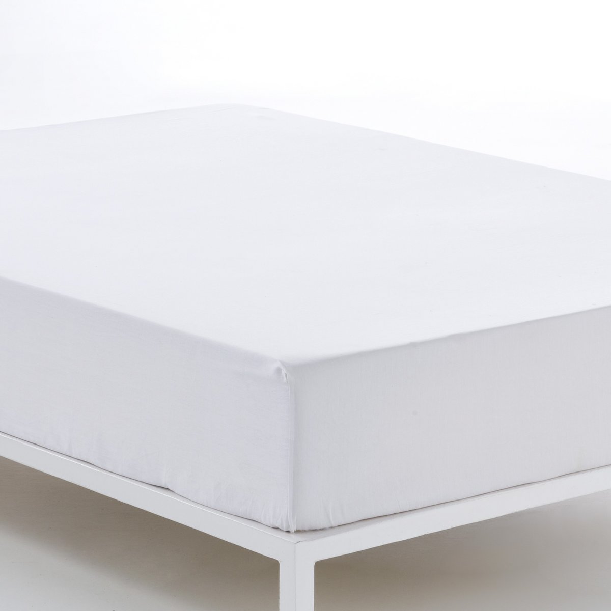 Bajera ajustable de satén color blanco - Cama de 160 (largo 210 y alto 35 cm) - 100% algodón - 300 hilos. Gramaje: 118