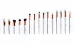 Set Pennelli Make Up 15 Pezzi Professionali Bianchi Con Pochette