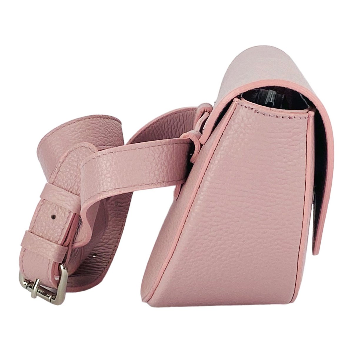 RB1027AZ | Sac bandoulière arrondi pour femme en cuir véritable Fabriqué en Italie. Bandoulière en cuir amovible et réglable. Accessoires en Nickel Poli - Couleur Rose Antique - Dimensions : 25 x 15 x 9 cm