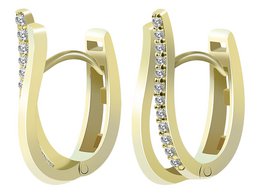 333/- Gold folding hoop earrings "Cleo", zirconia trim, yellow gold, 8 carat