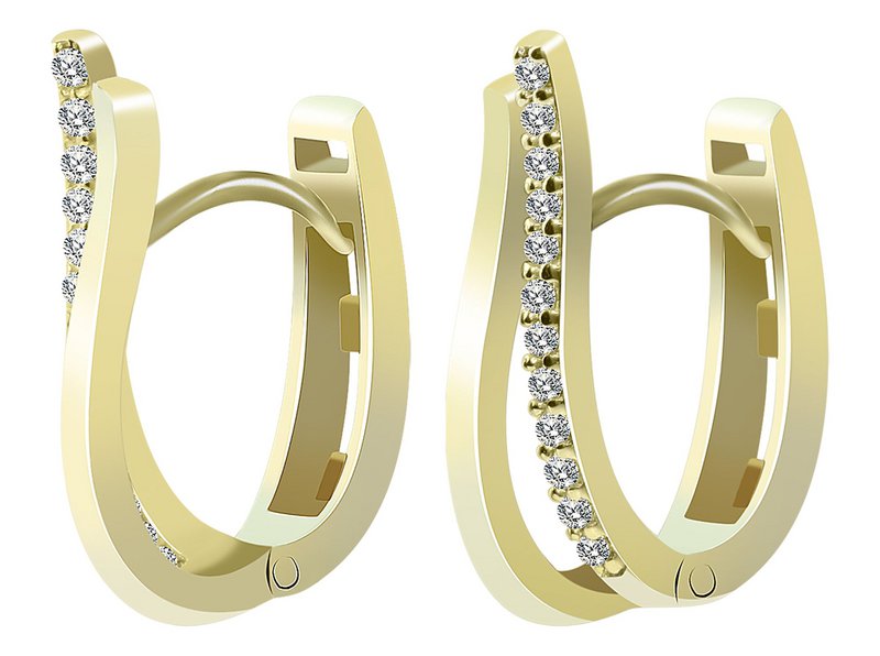 333/- Gold folding hoop earrings "Cleo", zirconia trim, yellow gold, 8 carat