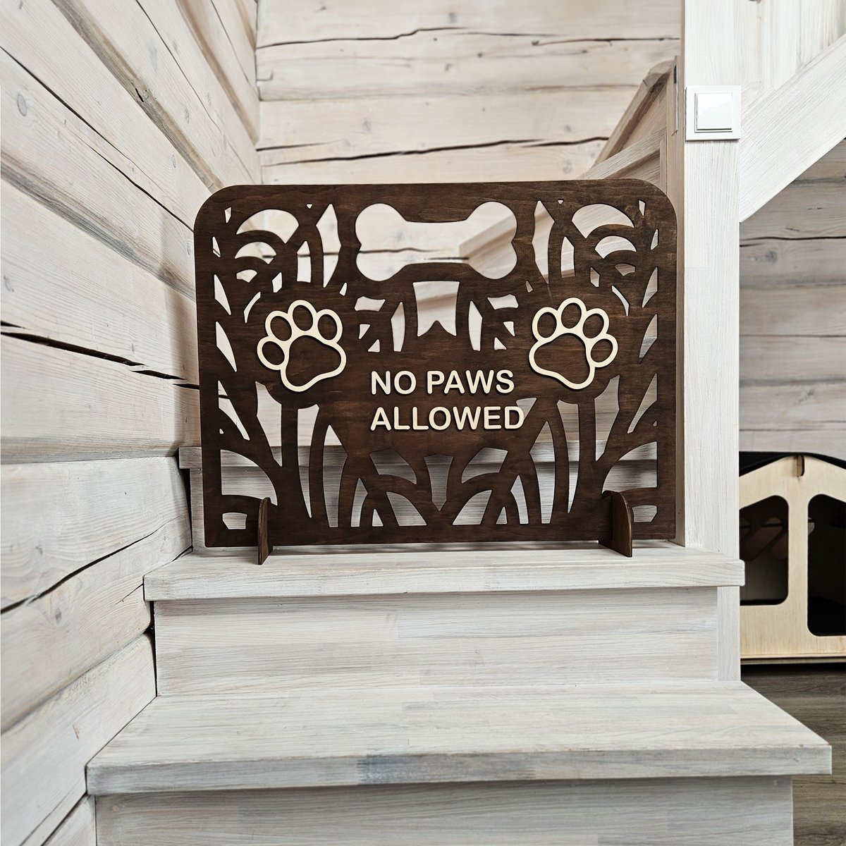 Freestanding Wooden Pet Gate, Indoor Barrier for Dogs