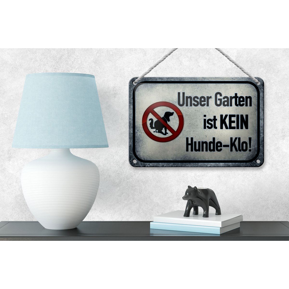 Tin sign notice 18x12cm our garden no dog toilet decoration