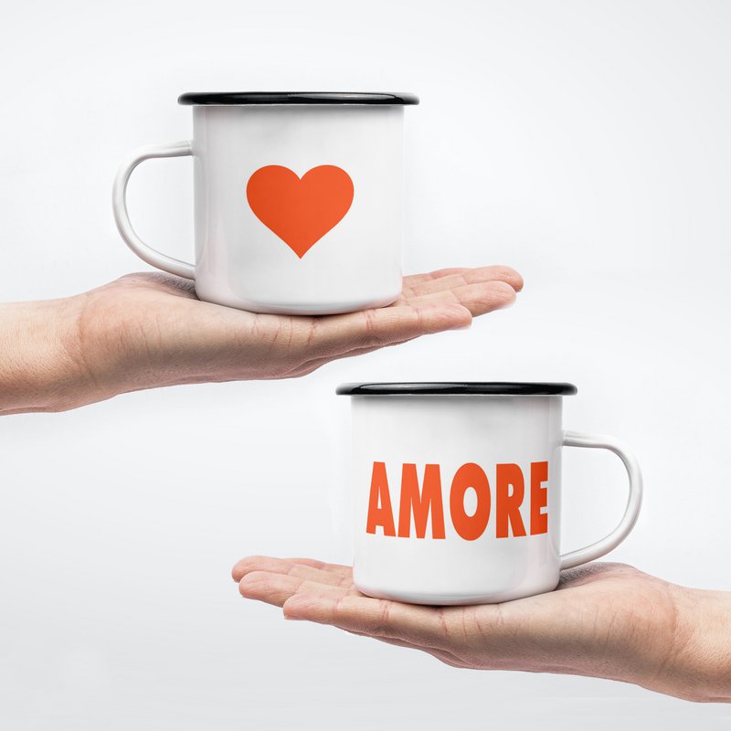 Retro Emaille-Tasse  AMORE 🖤