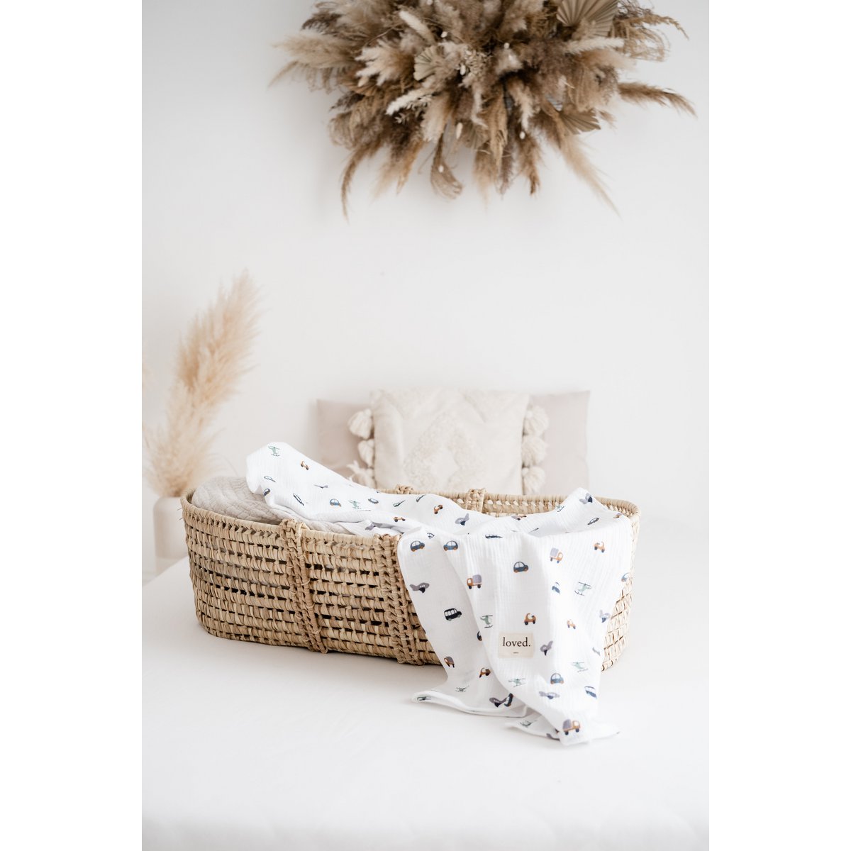 Babydecke Bio Musselindecke 120x120cm Fahrzeuge