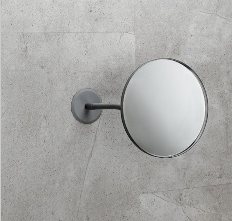 Miroir, non éclairé, avec support mural et col de cygne pour coller et percer
