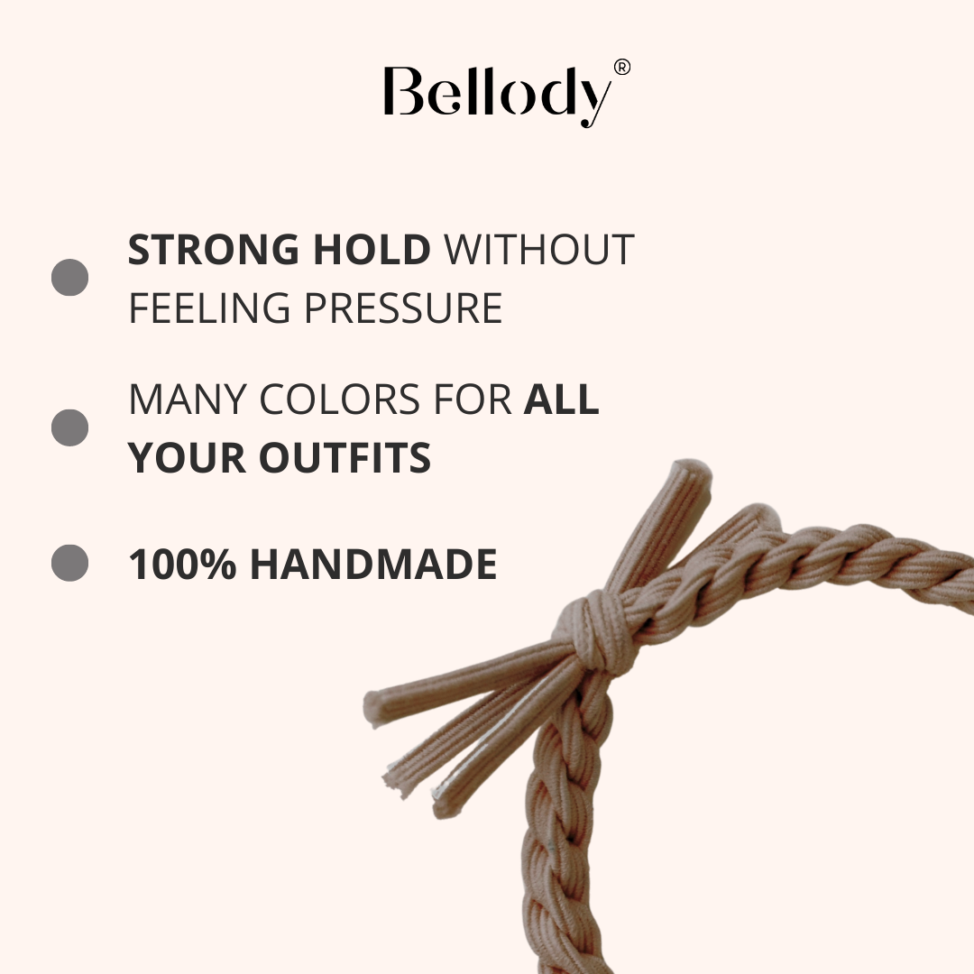 Haargummis Braun - Bellody®(4 Stk.) - Stylisch geflochtene Haargummis
