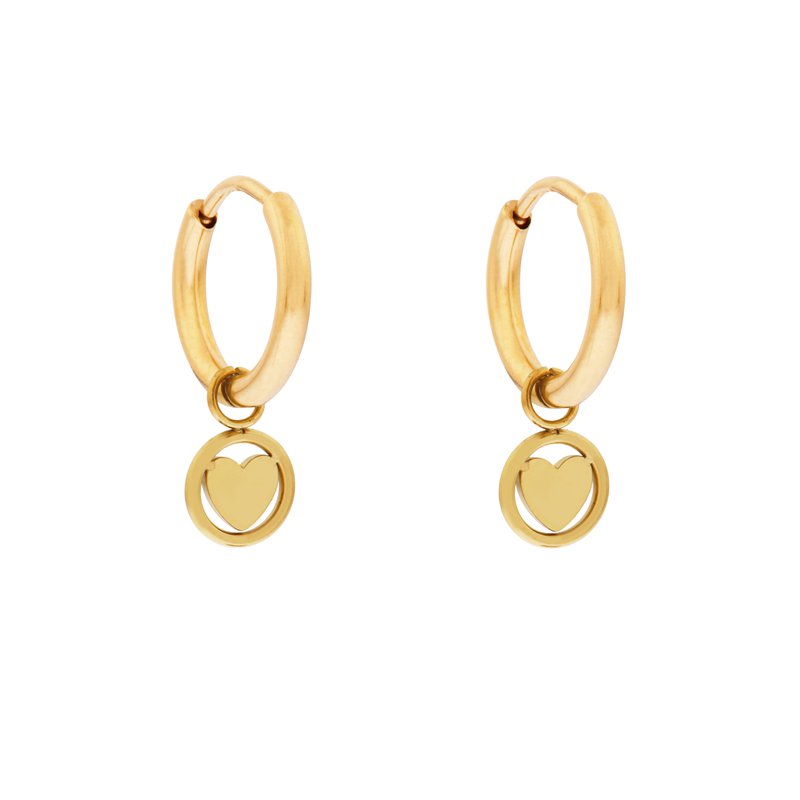EARRINGS MINIMALISTIC ROUND WITH HEART