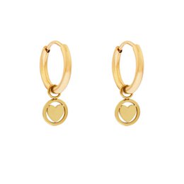 EARRINGS MINIMALISTIC ROUND WITH HEART