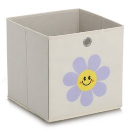 Storage box "Happy Flower", fleece, cream